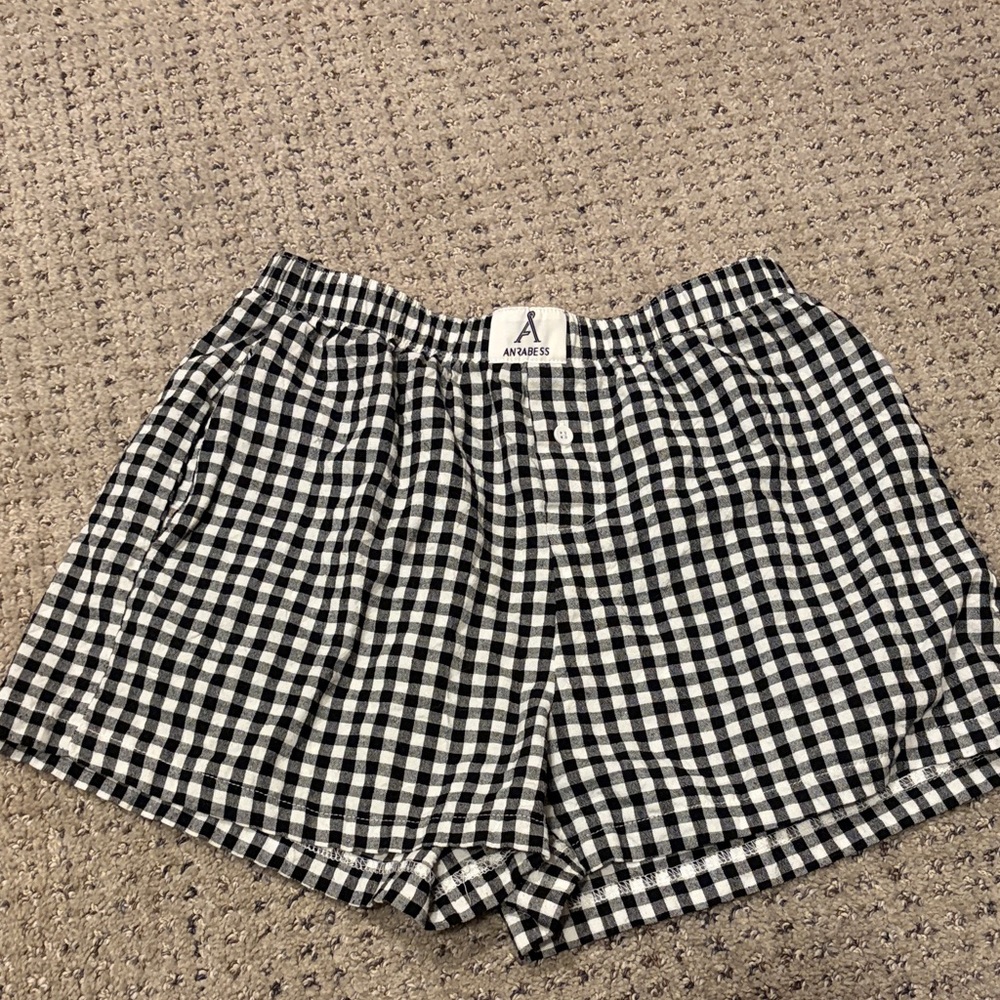 Black & White Gingham Cotton Sleep Shorts